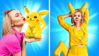 HOW TO BECOME POKEMON GIRL || Amazing DIY Ideas For Extreme Makeover Challenge By 123 GO! Hacks