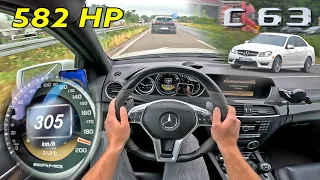 582HP C63 AMG 6.2 V8 w/ HEADERS is ABSOLUTELY CRAZY on the AUTOBAHN!