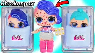 LOL Surprise Doll gets Chicken Pox ! Visits Doctor Bon Bon for new Lil Sisters Bunk Beds - Toy Video