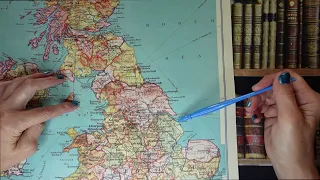 ASMR | Schoolroom Map of Britain & Ireland! - Whispered Place Name Reading & Tracing