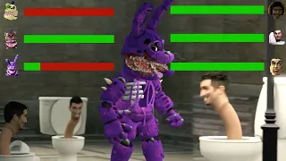 [SFM FNaF] Skibidi Toilets & Titan Cameraman VS Five Nights at Freddy's WITH Healthbars #2