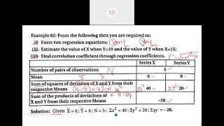 Regression analysis - problems on correlation coefficient using regression coefficients class 17