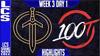 GG vs 100 Highlights | LCS Spring 2022 W3D1 | Golden Guardians vs 100 Thieves