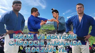 BEKTEMIR VS IKROM SURXANDARYO  CHIROQCHI KURASHDA TOVOQLAR 11.04.2024 YIL