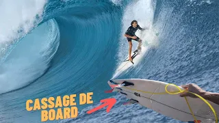 Premier surf à TEAHUPOO (take off creux et planche cassée)