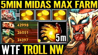 5min HAND Of MIDAS? WTF NetWorth To The Moon Top Rank Troll Warlord Fast Farm 7.29 Dota 2 Pro Guide