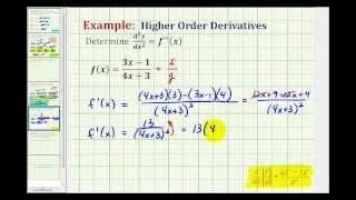 Ex 6:  Determine Higher Order Derivatives Requiring the Quotient Rule