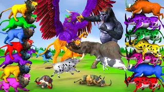 African Elephant Vs 10 Zombie Lions Fight 10 Zombie Bulls Save Cow, Gorilla Vs Giant Lion Eagle