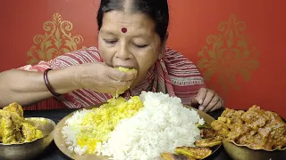 EATING RICE WITH SPICY 🔥🔥 MUTTON KOSHA,VOLA FISH CURRY.. BIG BITES..।।