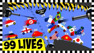 99 Lives Country Cars vs Guns! - Algodoo Car Race