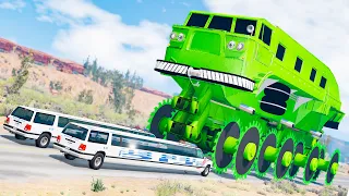 Giant Wheel Saw Monster Сrushes Сars #7 - Beamng drive