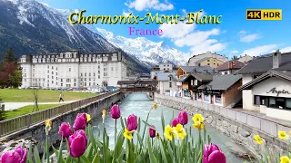Walk through Chamonix-Mont-Blanc, Crystal village of Alps [4K HDR]