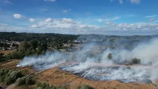 FIRE in CENTRALIA WA - 8/27/2022 Raw 4K Drone Clips