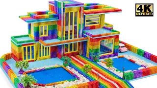 Build Beautiful Villa House And Two Swimming Pools From Magnetic Balls (Satisfying ASMR)  MW Series