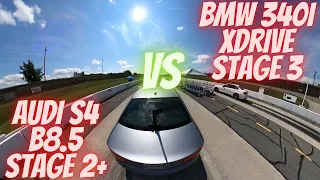 Drag Race BMW 340i Xdrive Hybrid Turbo VS Audi S4 B8.5 Stage 2+