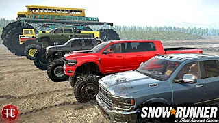 SnowRunner: BIGGEST TRUCKS MUD PARK BATTLE! (NEW vs OLD!!)