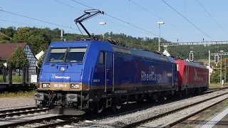 Rhein Cargo 185 595 und 185 584 rangieren in Rekingen (CH)