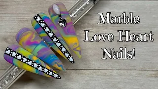 Bright Marble Heart Nails! | Madam Glam | Crystal Parade