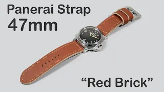 Panerai 47mm Strap "Red Brick" Thick Handcrafted River Clay Red Leather with Sewn Buckle on PAM00372