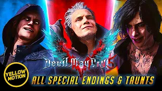 Devil May Cry 5 | Bloody Palace All Special Win Endings & Taunts of Nero, Dante & V