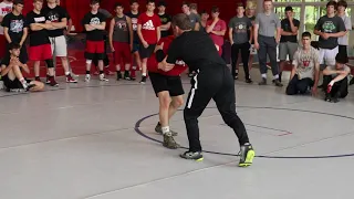 Snap down front headlock with a nearside cradle finish Terry Brands