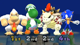 Mario Party 9 Minigame - Donkey Kong Vs Yoshi Vs Bowser Vs Sonic