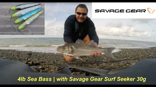 4lb Sea Bass | with Savage Gear Surf Seeker 30g | & Major Craft TCX 962 m/l, 10-30g | + 131 Braid