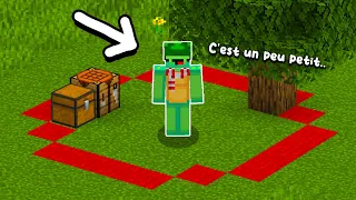 Je dois finir Minecraft mais si je sors du cercle rouge, je meurs...