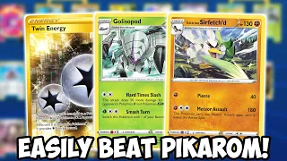 Easily Beat PikaRom W/Galarian Sir Fetch’d! Ft Golisopod Darkness Ablaze PTCGO