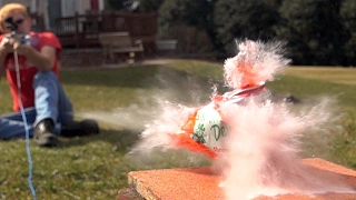 Air Rifles vs Cans (177, 25, and 50 Caliber!) High Speed Video