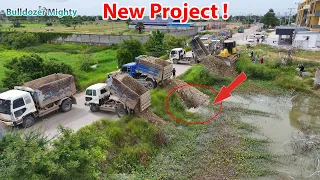 New Project! Best Bulldozer KOMATSU DR51PX Push Soil & Stone Into Water, Filling up land huge