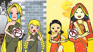 Mom! I Want to Join Holi Festival - Rich Squid Game VS Poor Rapunzel | Paper Dolls Story Animation