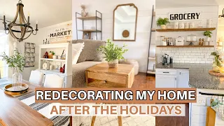 REDECORATING MY HOME AFTER CHRISTMAS | NEW YEAR REFRESH | MODERN FARMHOUSE LIVING ROOM MAKEOVER!