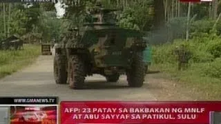 QRT: AFP: 23 patay sa bakbakan ng MNLF at Abu Sayyaf sa Patikul, Sulu