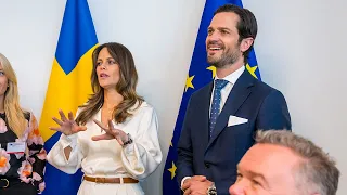 Princess Sofia of Sweden and Prince Carl Philip visit the EU Parliament in Brussel