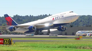 Impossible Landing DELTA AIRLINES Boeing 747-800 at KING CO Airport MFS2020