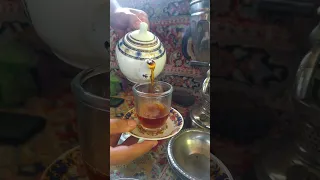 The pleasure of drinking tea from a samovar in the village