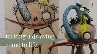 Turning this Drawing into a Sculpture makes it look like a Tim Burton Character