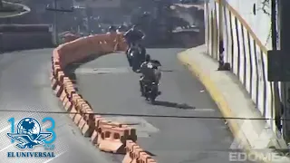 Captan en video choque entre motocicletas en Edomex; los conductores iban sin casco
