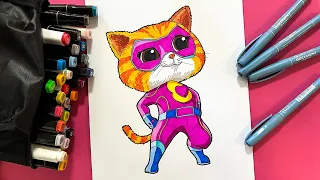 Drawing GINNY - How to Draw SuperKitties - Superhero Super Kitties