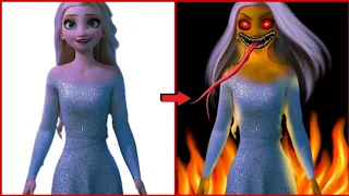 Disney Princess Elsa Frozen Horror transformation 😱|| Creepy cartoon|| Halloween art