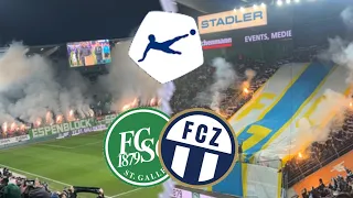 St.Gallen vs FC Zürich - Stadionvlog | FC ST.GALLEN ÜBERHOLT DEN FC ZÜRICH!😮👏| PYRO SHOW🤩| VLOG 53