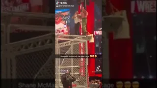 Braun throws shane off steel cage