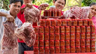 Cooking Hot Spicy Pork Belly with Fried Chili Paste Recipe - Natural Meal in Village - Kitchen Foods