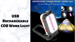 USB Rechargeable COB Work Light | Portable LED Flashlight | Adjustable Waterproof Camping Lantern