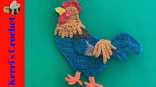 Crochet Rooster Tutorial - Crochet Applique Tutorial