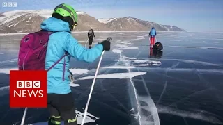 Skating Lake Baikal, the world's deepest lake - BBC News