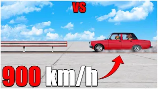 Beamng Drive | LadaVAZ 1982 With Dummy VS Guard Rail 900 km/h | #cars crash test