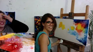 Andrea Vivanco creates recreation painting by Leonid Afremov using palette knife