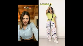 Kendall Jenner reacts to BTS aesthetic outfits 😱🤢 #shorts #BTS